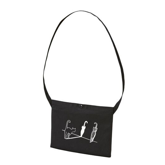 猫イラスト レギュラー キャンバス サコッシュ 猫&傘