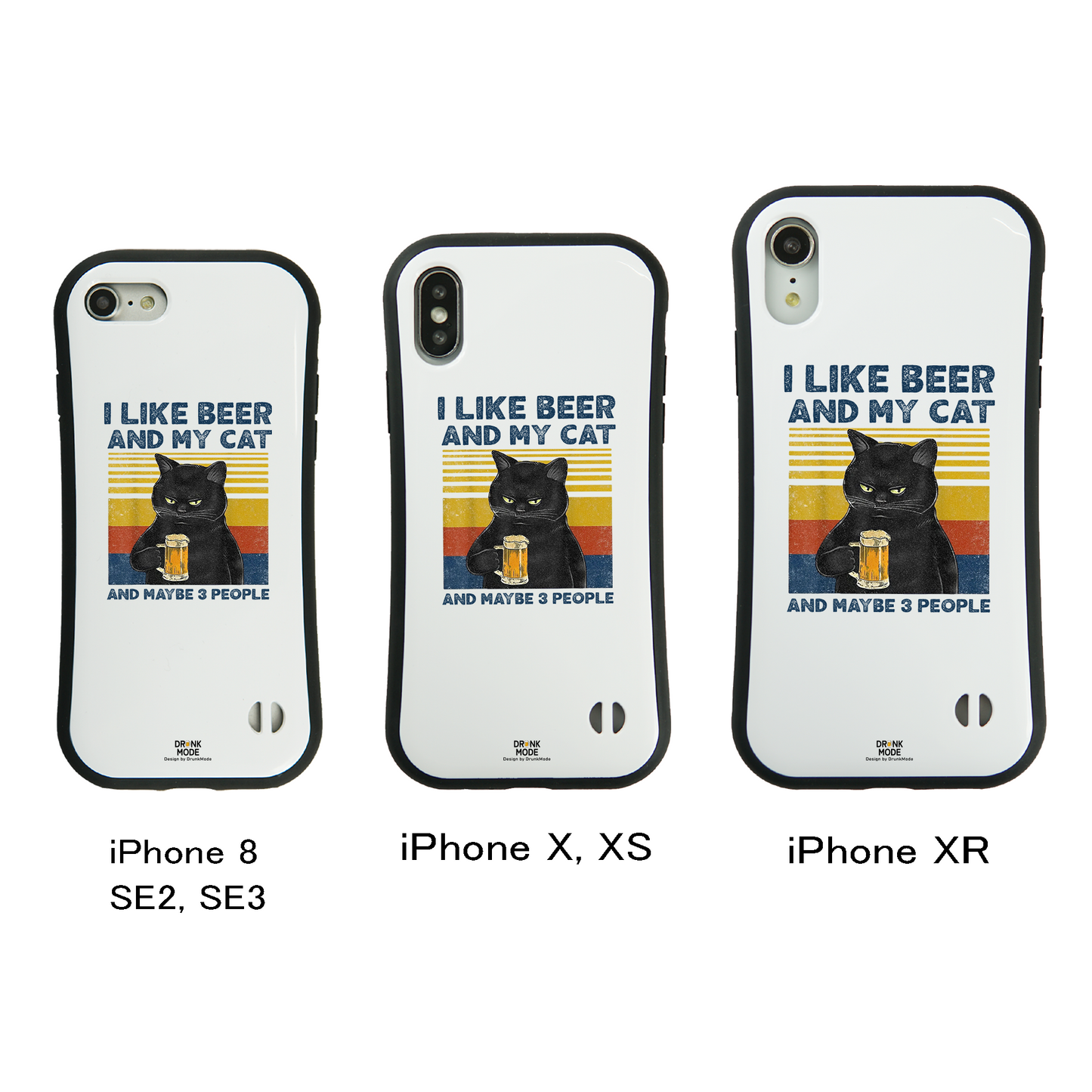 ケース ねこ 猫イラスト I LIKE BEER AND MY CAT スマホ ケース iPhone8, SE2, SE3 ~ ケース iPhone16シリーズ