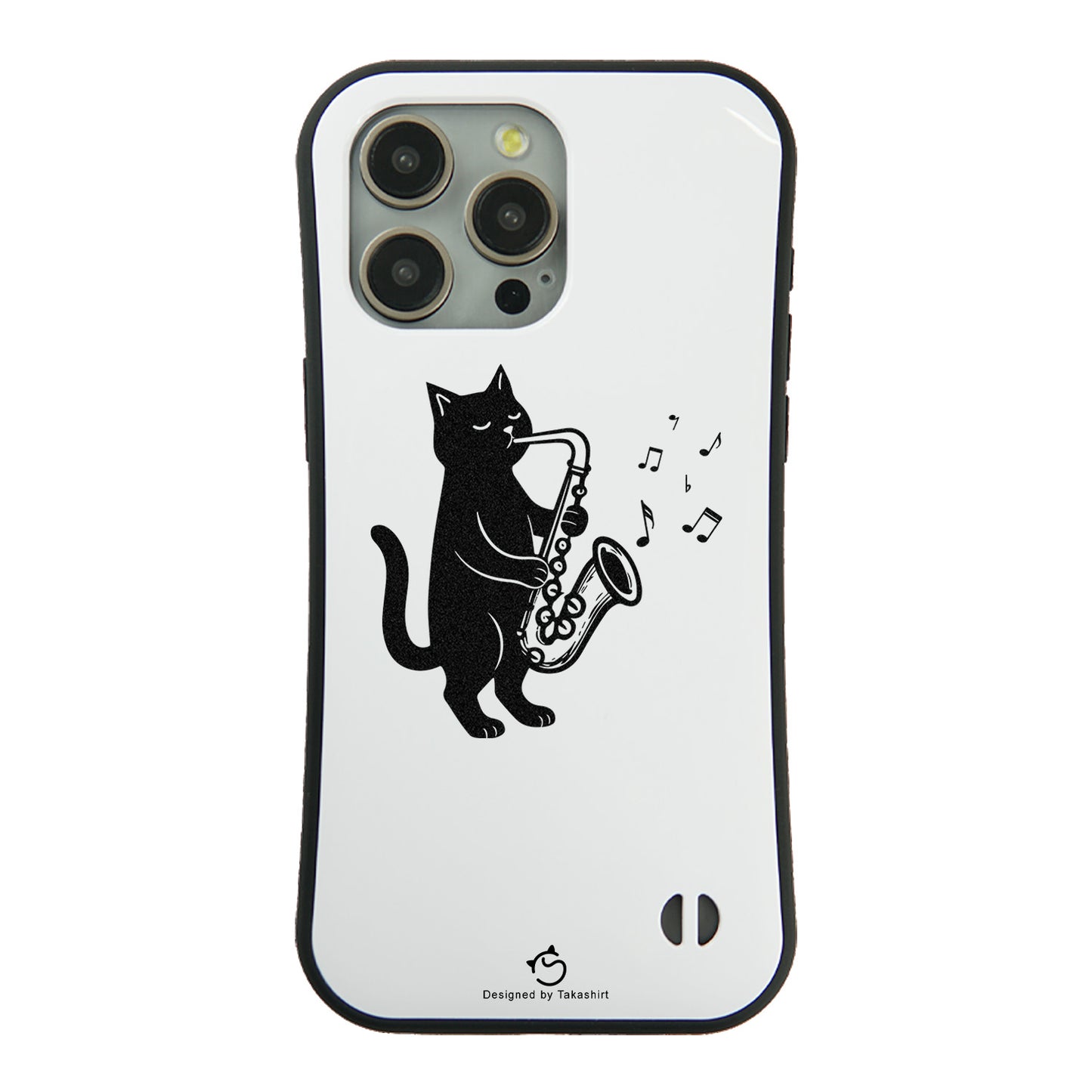 ケース ねこ 猫イラストサックスを吹く スマホ ケース iPhone8, SE2, SE3 ~ ケースiPhone17シリーズ