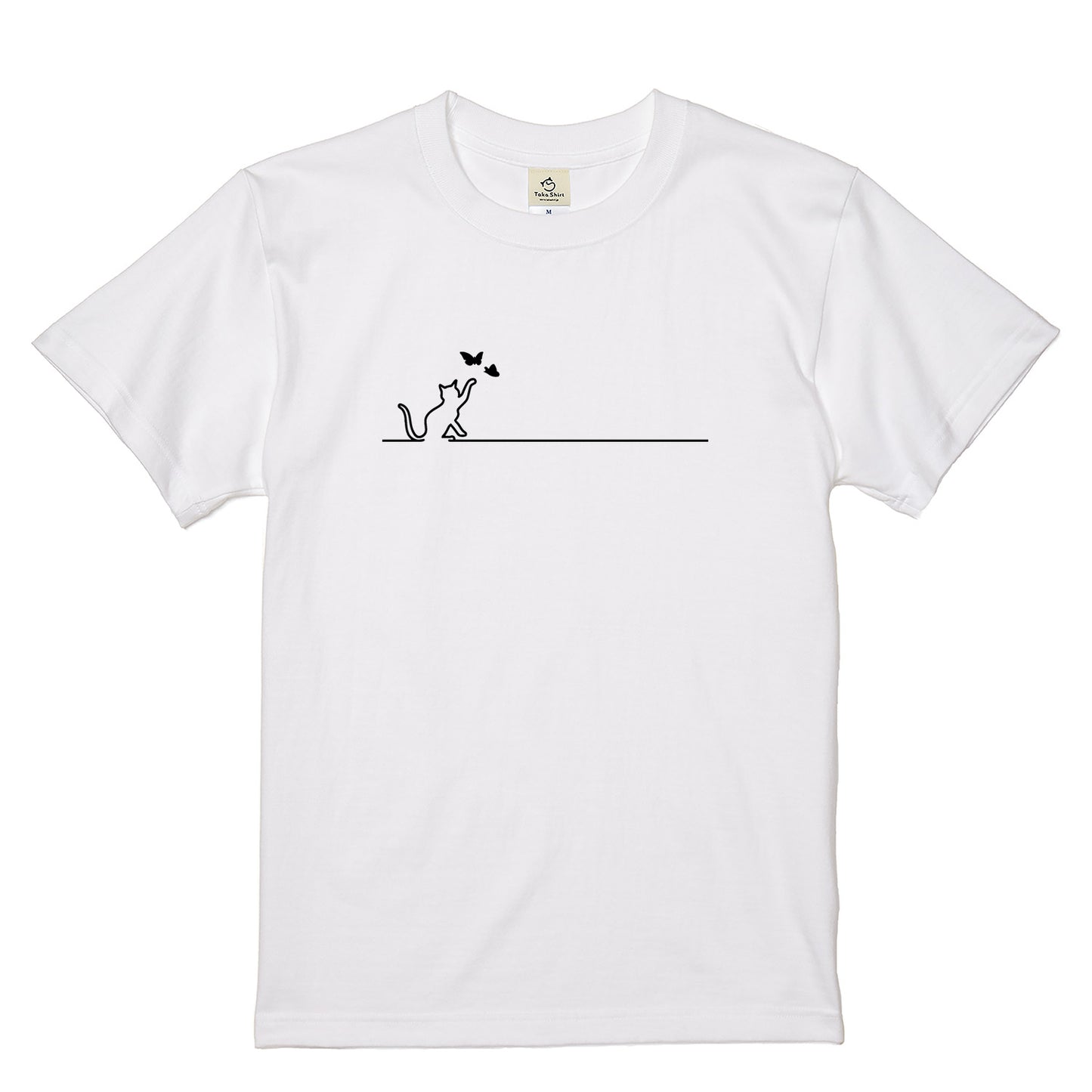 猫 バタフライ Tシャツ ｜ 猫好き・シンプル好きに人気