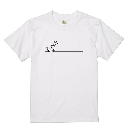 猫 バタフライ Tシャツ ｜ 猫好き・シンプル好きに人気