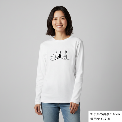 猫 ロン t 猫 長袖 t シャツ ねこ 猫イラスト 猫ギター