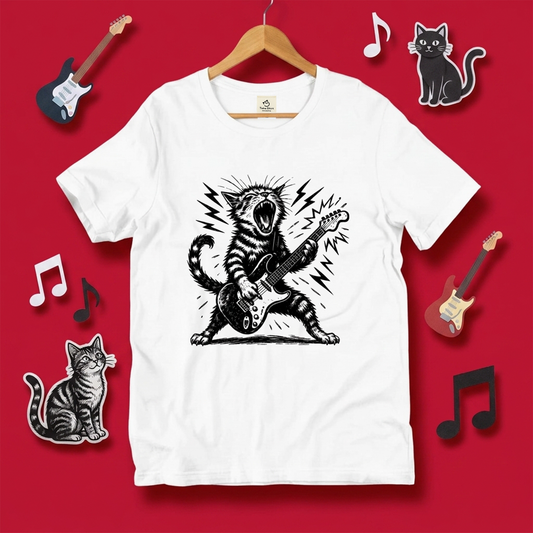 ロック猫ギター Tシャツ | 音楽好きに人気