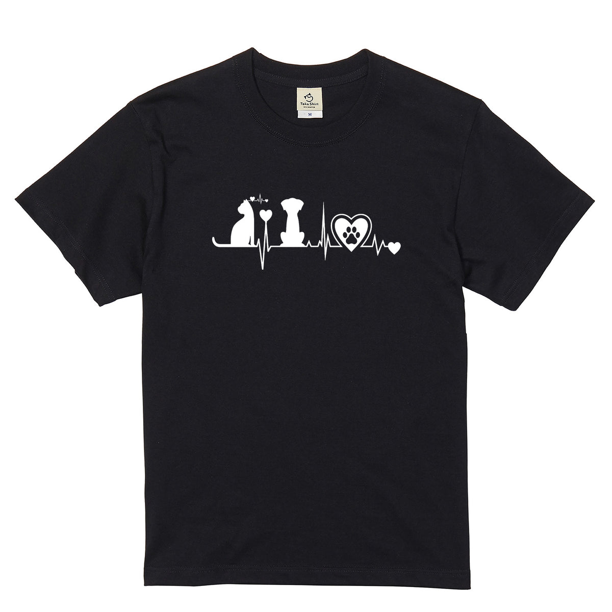 猫と犬 ハートビート Tシャツ | 動物好きに人気