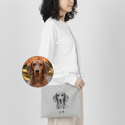 名入れ＆写真入れ｜うちの子 アート写真プリント サコッシュ（キャンバス）｜猫/犬ギフト｜ナチュラル/ライトグレー対応