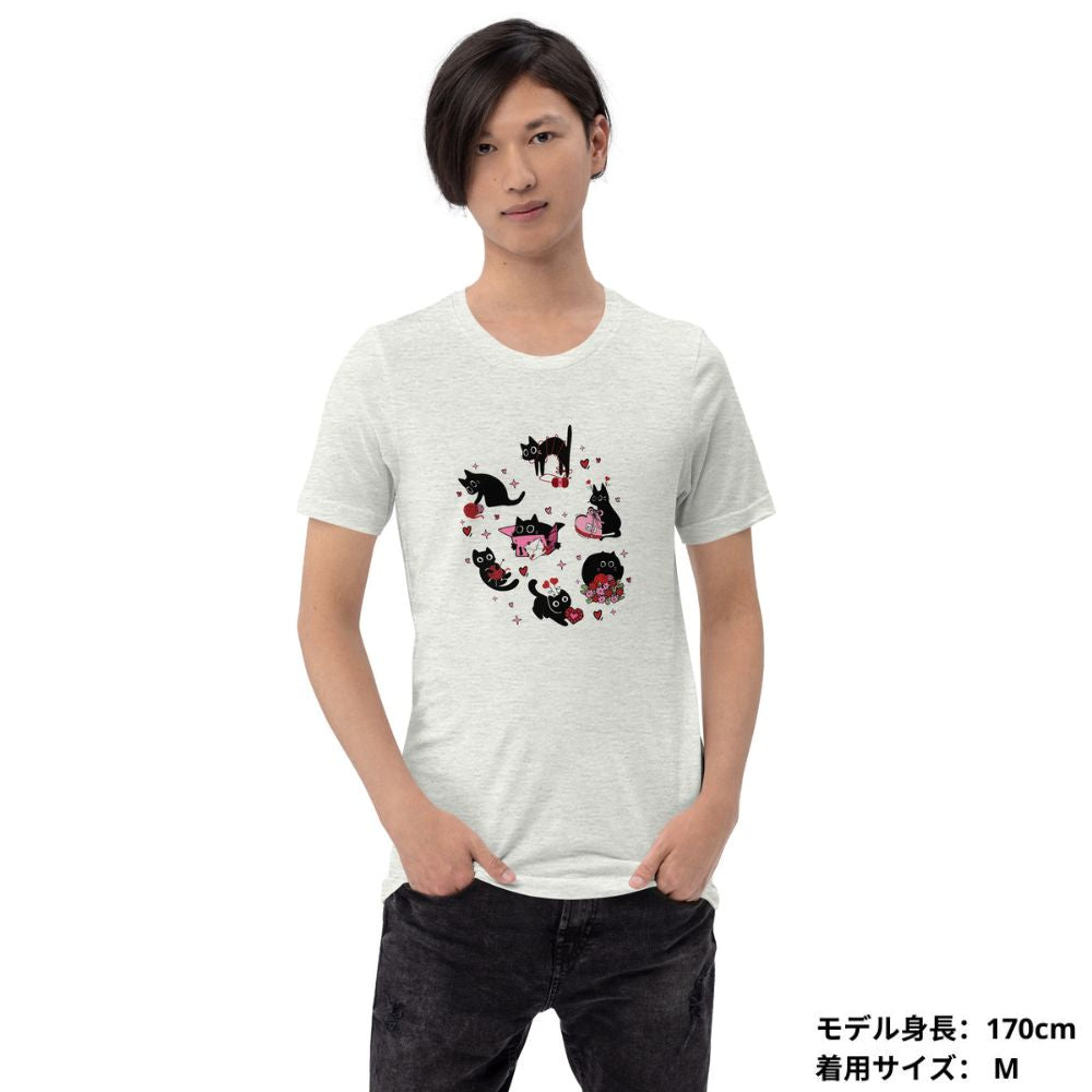 【バレンタイン限定】猫tシャツ ねこ 可愛い猫イラスト｜アダルト&キッズサイズ.