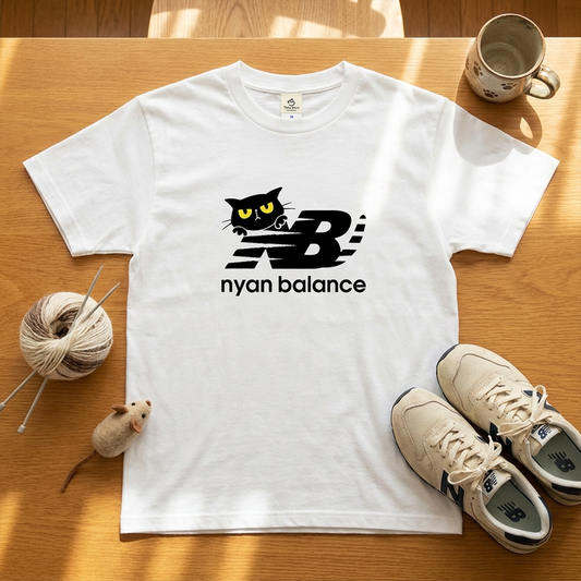 Nyan Balance 猫Tシャツ |おもしろ猫デザイン