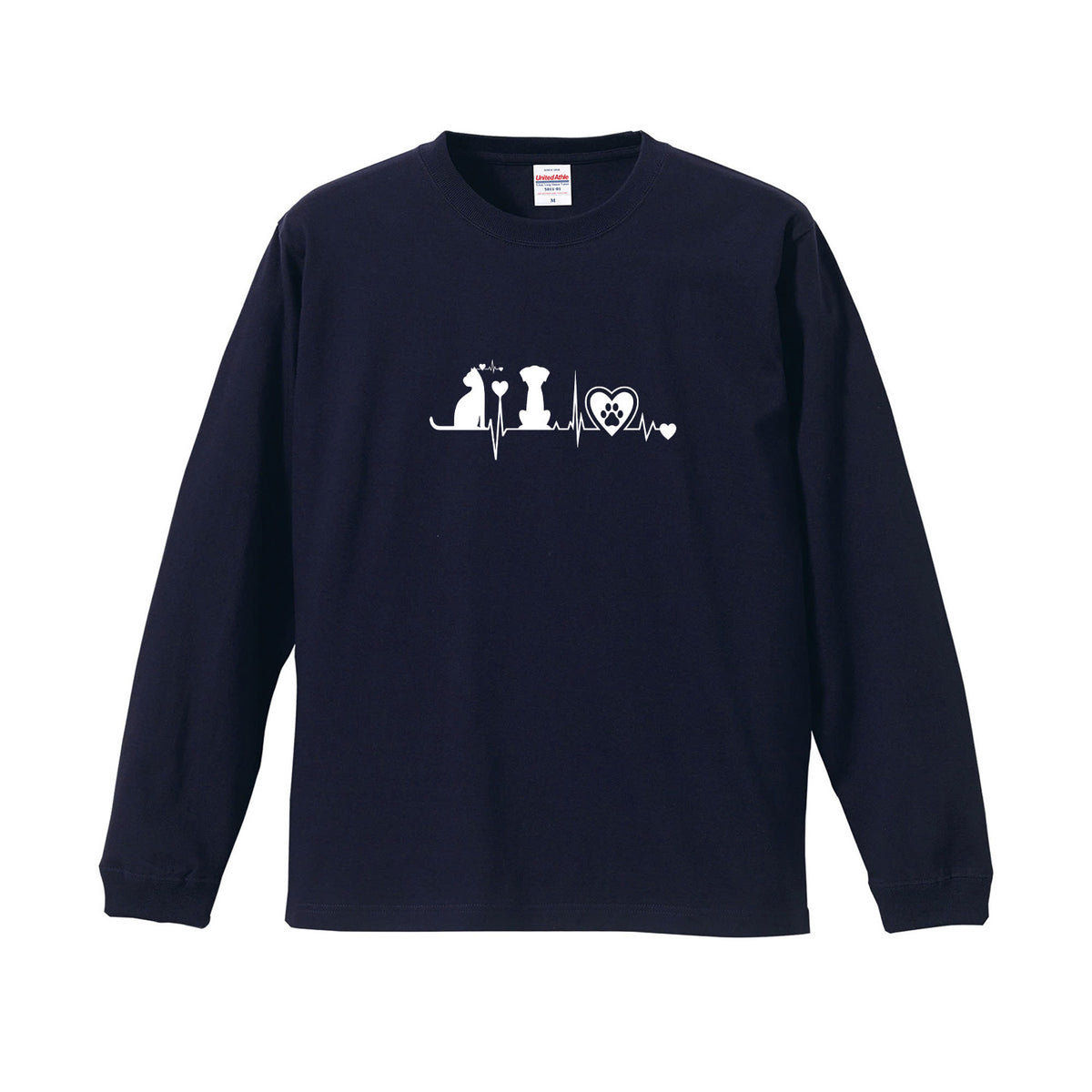 猫 長袖Tシャツ｜猫と犬 ハートビート 猫イラスト｜ねこ ロンT メンズ レディース S-2XL