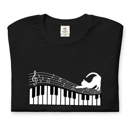 猫ピアノTシャツ｜音楽好きに人気