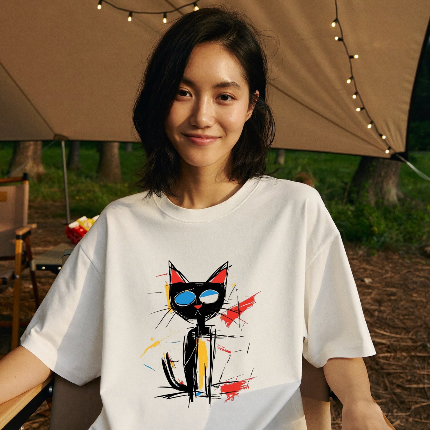 ポップアート黒猫 Tシャツ ｜ 猫好き・おしゃれ好きに人気