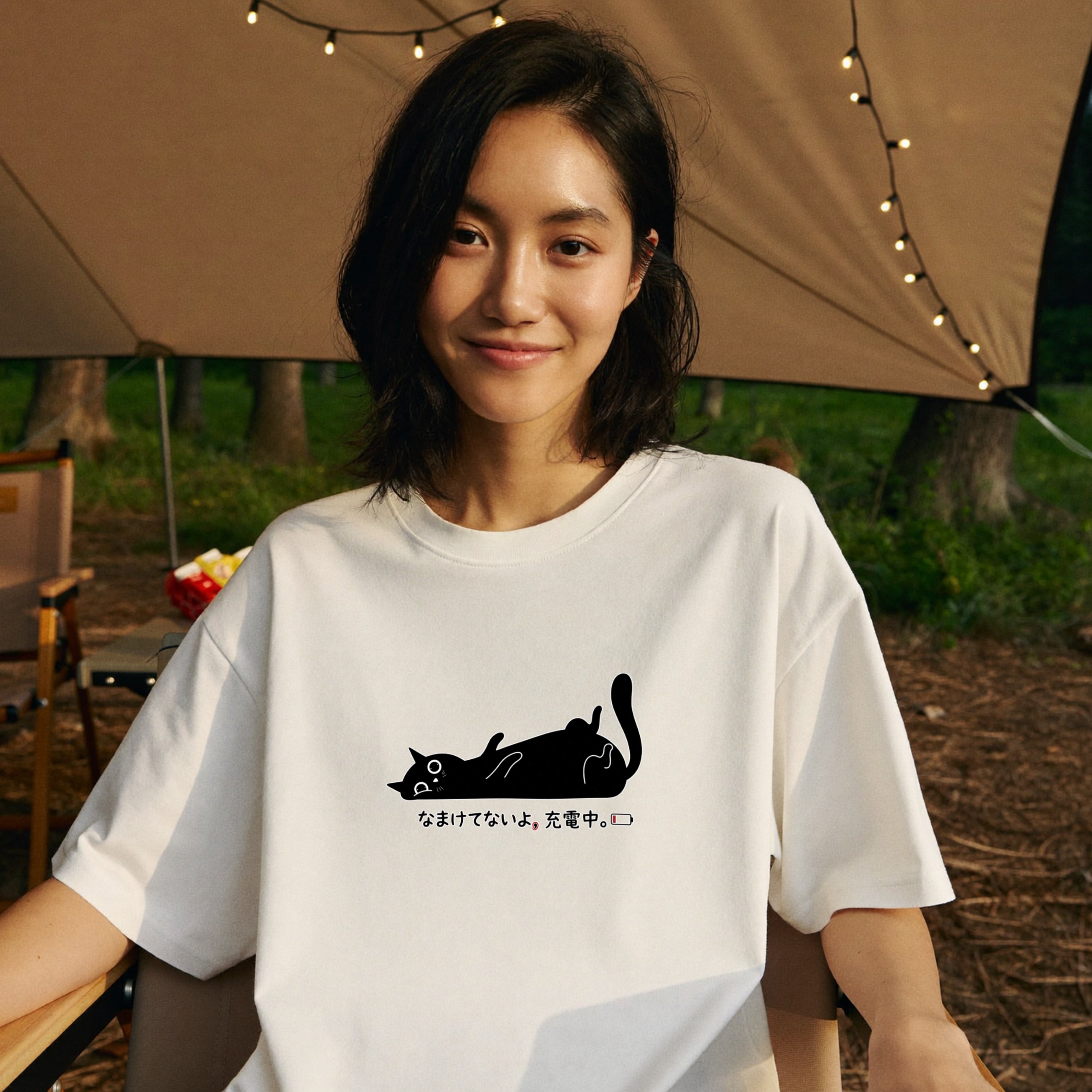 kiiikiii JIYU着用】1jinnstudio 黒猫シアーTシャツ kiiikiii JIYU着用