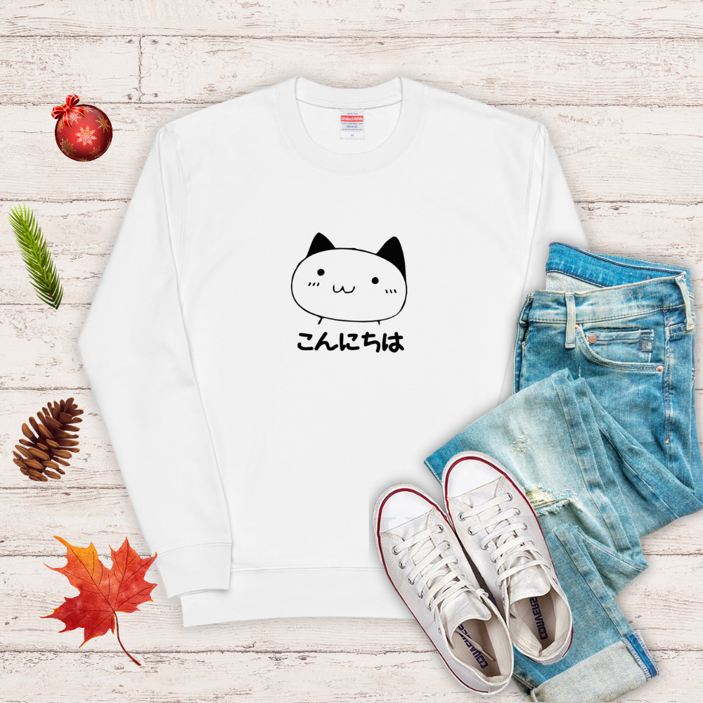 猫 トレーナー ねこ かわいい 猫イラスト こんにちは.