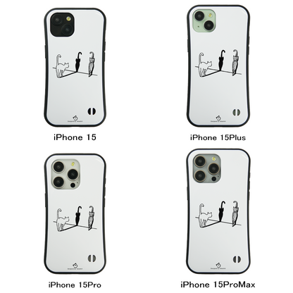 ケース ねこ 猫イラスト猫＆傘 スマホ ケース iPhone8, SE2, SE3 ~ ケース iPhone16シリーズ