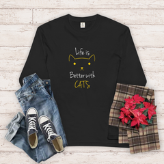 猫 ロン t 猫 長袖 t シャツ ねこ 猫イラストBetter with Cats 猫の方がい.