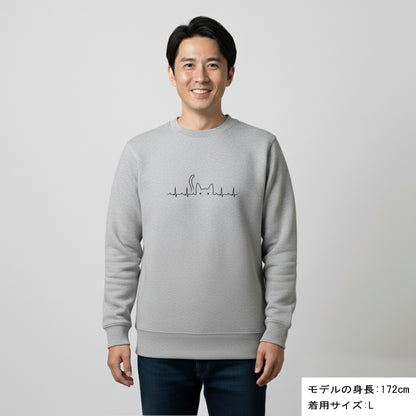 猫 トレーナー ねこ かわいい 猫イラストハートビート 心電図 ｜アダルト&キッズサイズ