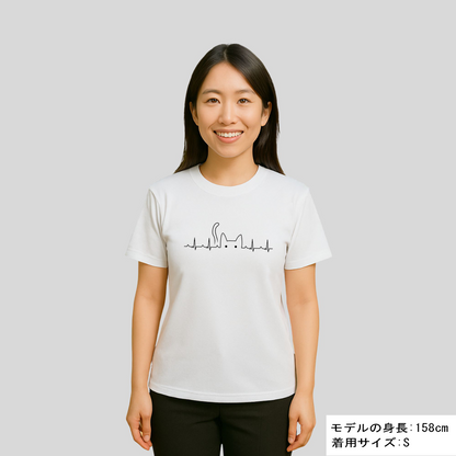 猫tシャツ ドライTシャツ シルキータッチTシャツ ねこ 猫イラスト おもしろ tシャツ ハートビート 心電図