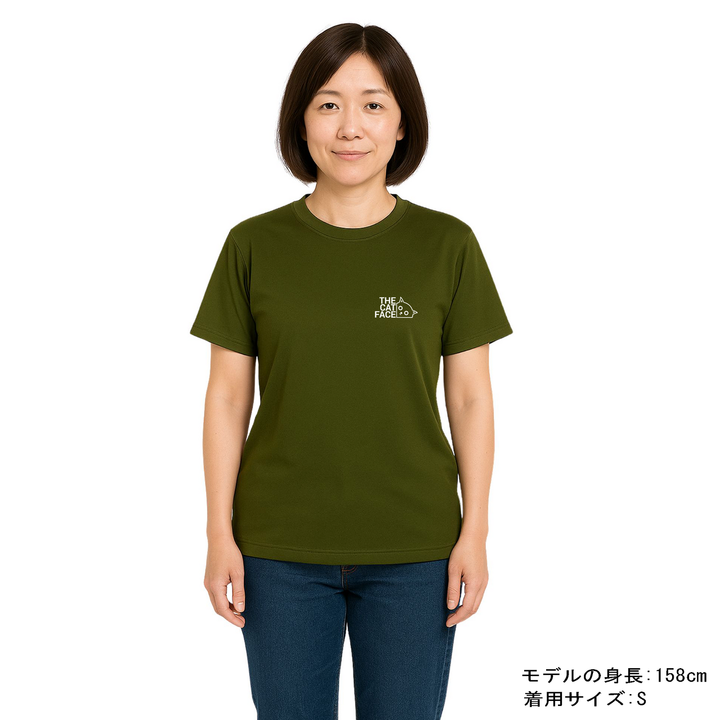猫tシャツ ドライTシャツ シルキータッチTシャツ ねこ 猫イラスト おもしろ tシャツ THE CAT FACE ワンポイント