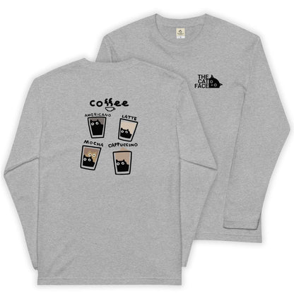 猫 ロン t 猫 長袖 t シャツ ねこ 猫イラスト The Cat Face &  猫カフェ| フロント&バックプリント.