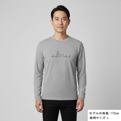 猫 ロン t 猫 長袖 t シャツ ねこ 猫イラスト ハートビート 心電図