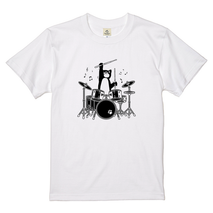 猫ドラム 猫Tシャツ｜音楽好きに人気