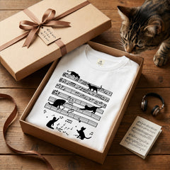 猫音楽譜 Tシャツ | 音楽好きに人気