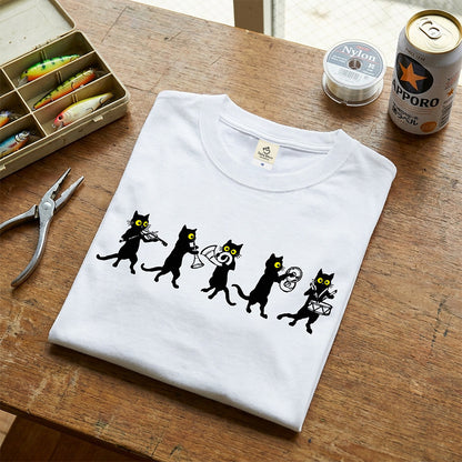 黒猫 音楽隊 Tシャツ ｜ 猫好き・吹奏楽・音楽好きに人気