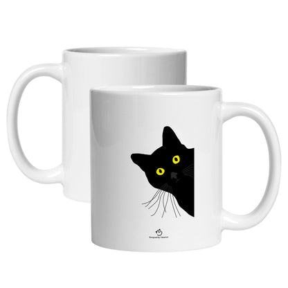 マグカップ 猫イラスト 覗き見する猫｜猫好きにおすすめの面白い猫グッズ プレゼントにも最適