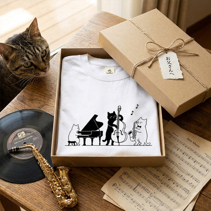 猫ジャズバンド 猫Tシャツ ｜音楽好きに人気