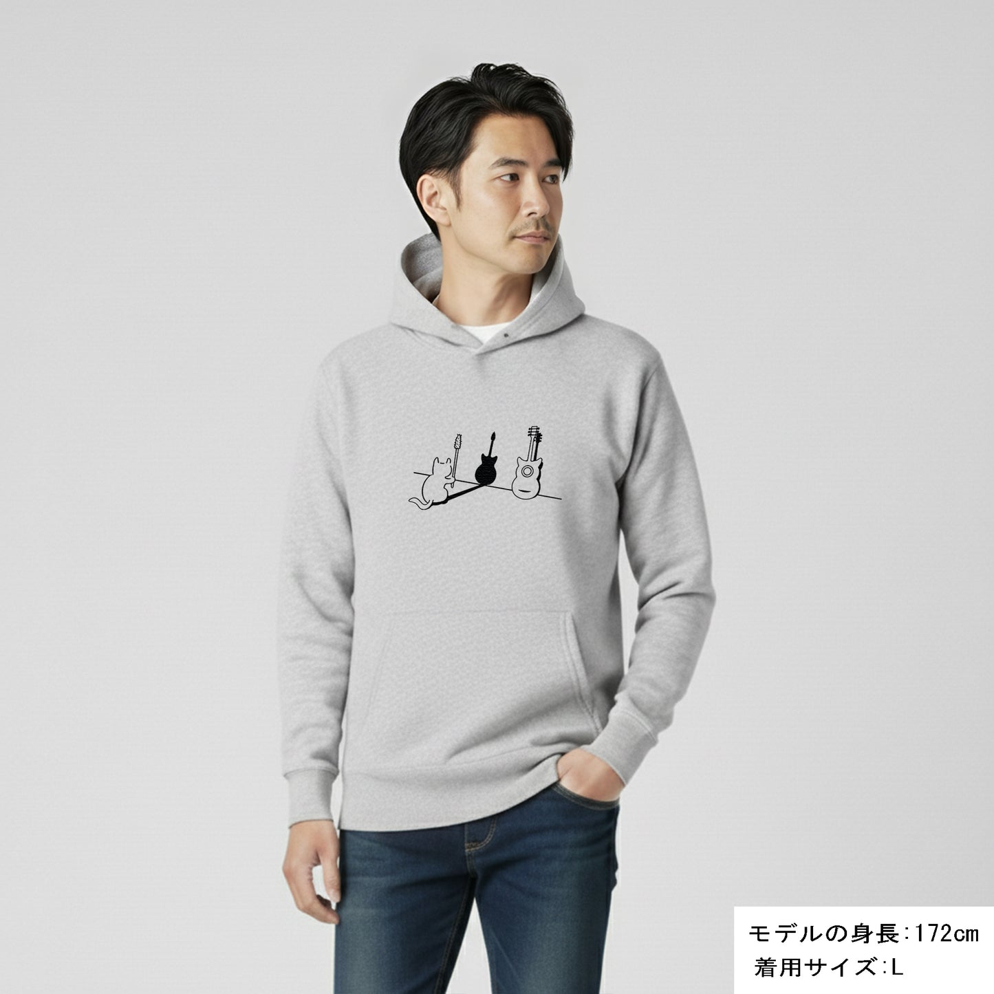 猫 パーカー ねこ かわいい 猫イラスト 猫ギター
