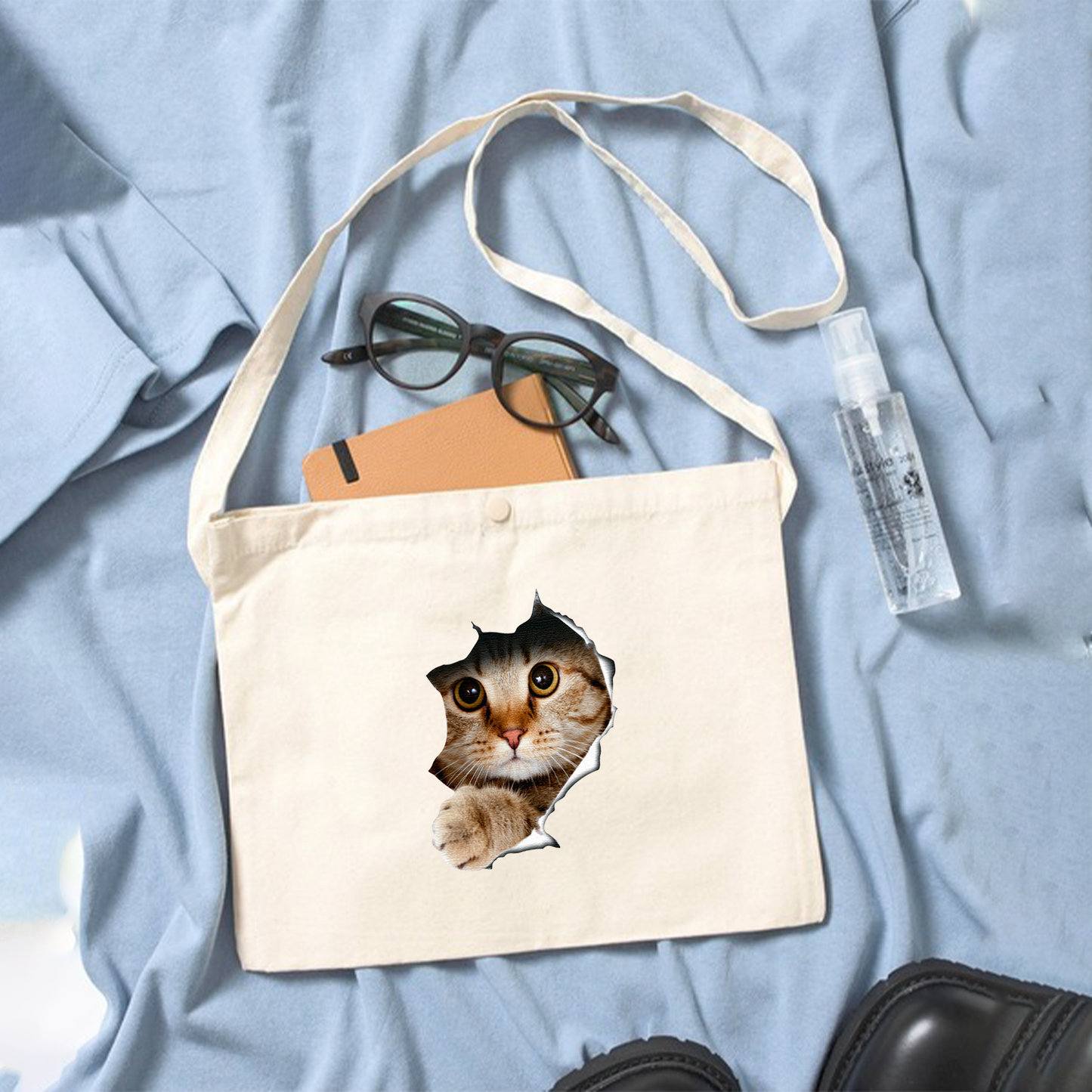 猫イラスト レギュラー キャンバス サコッシュ Cat3D