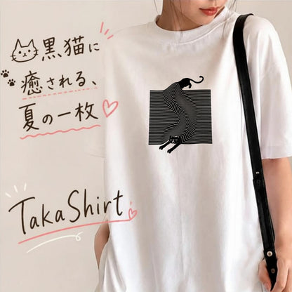 液体猫 オプティカルアート Tシャツ