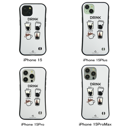 ケース ねこ 猫イラスト 猫ドリンク  スマホ ケース iPhone8, SE2, SE3 ~ ケース iPhone16シリーズ
