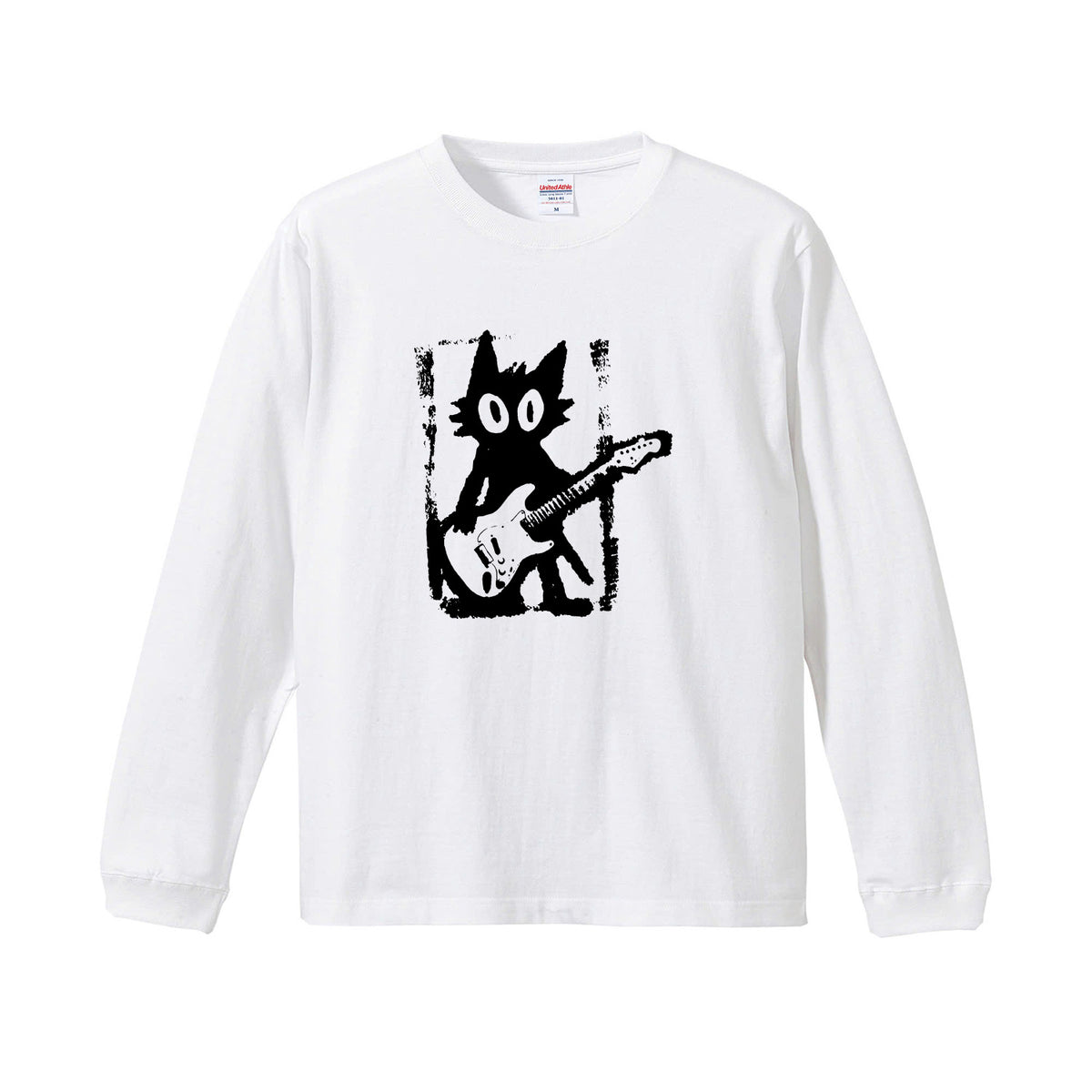 猫 長袖Tシャツ｜猫ギターロック  イラスト｜ねこ ロンT メンズ レディース S-2XL
