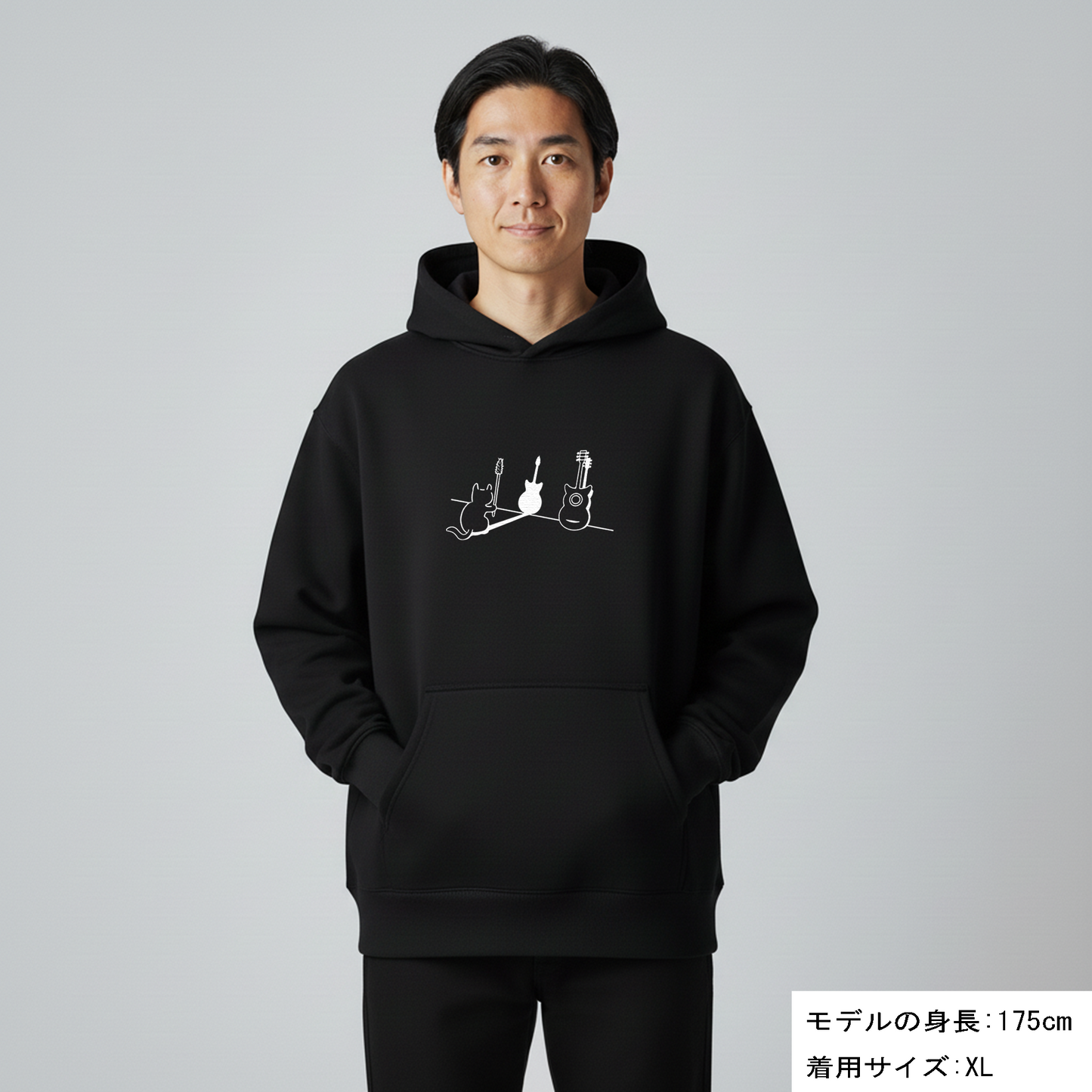 猫 パーカー ねこ かわいい 猫イラスト 猫ギター