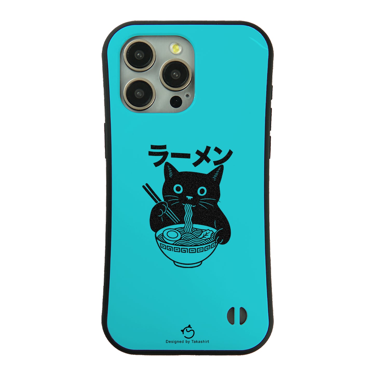 ケース ねこ 猫イラストラーメン黒 スマホ ケース iPhone8, SE2, SE3 ~ ケースiPhone17シリーズ