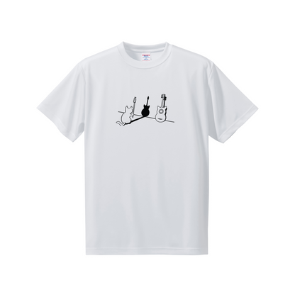 猫tシャツ ドライTシャツ シルキータッチTシャツ ねこ 猫イラスト おもしろ tシャツ 猫ギター