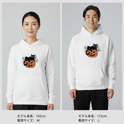 猫 パーカー ねこ かわいい 黒猫 ハロウィン1 ｜アダルト&キッズサイズ