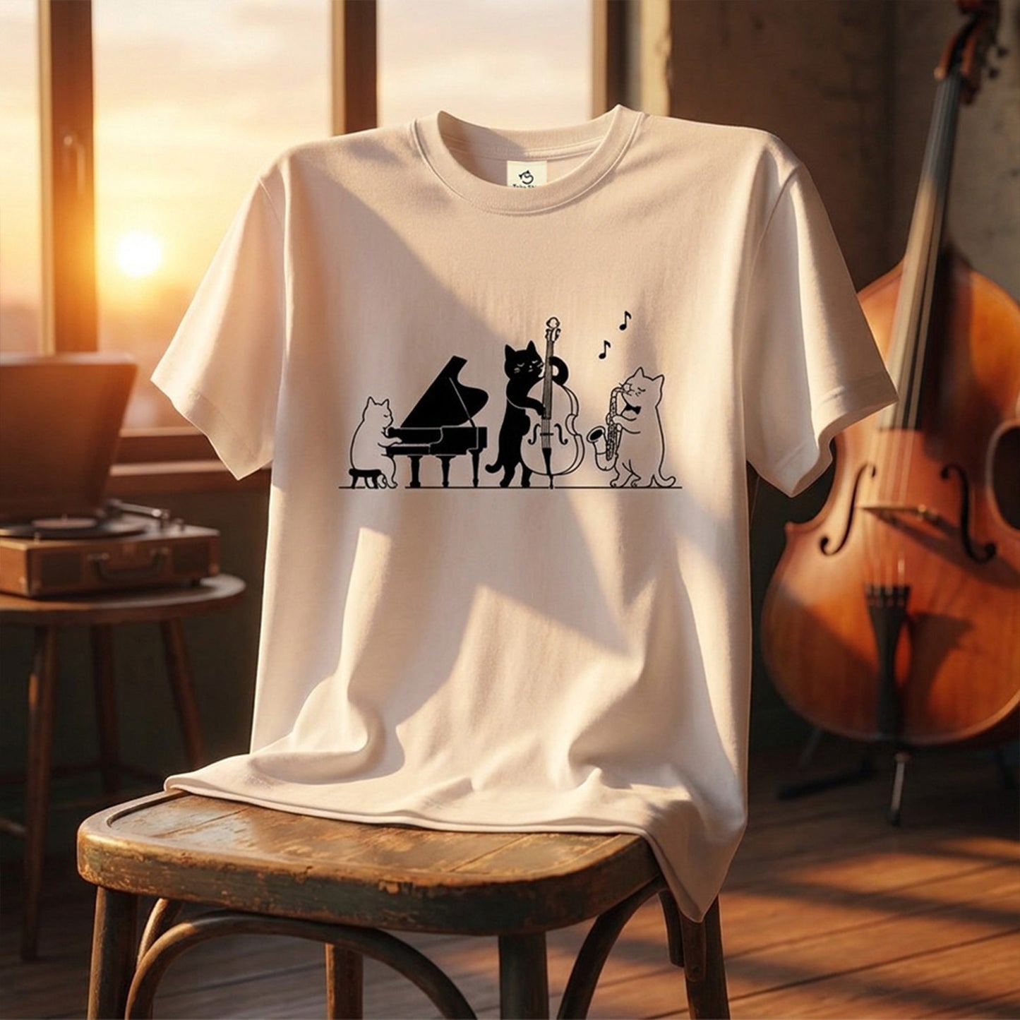 猫ジャズバンド 猫Tシャツ ｜音楽好きに人気