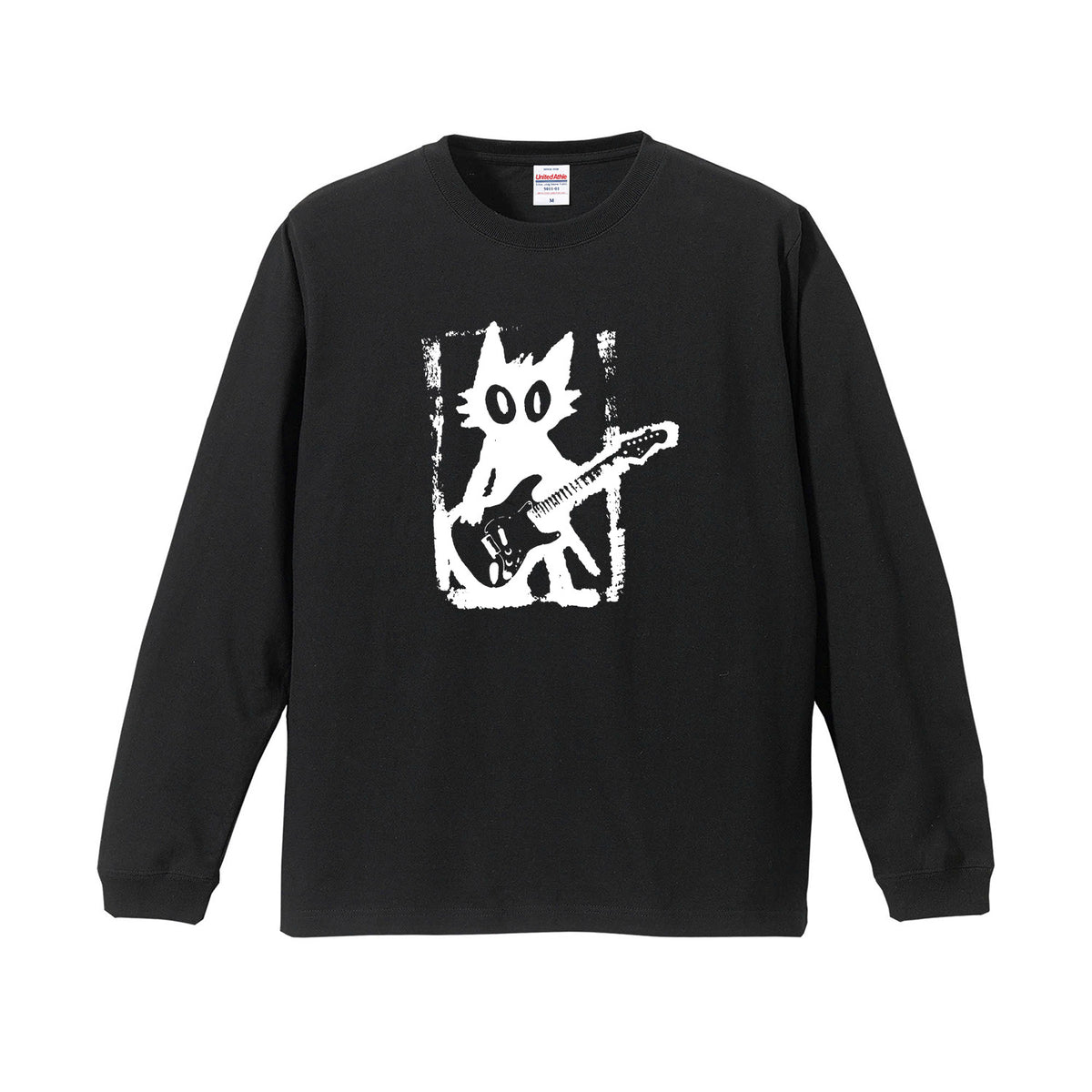 猫 長袖Tシャツ｜猫ギターロック  イラスト｜ねこ ロンT メンズ レディース S-2XL