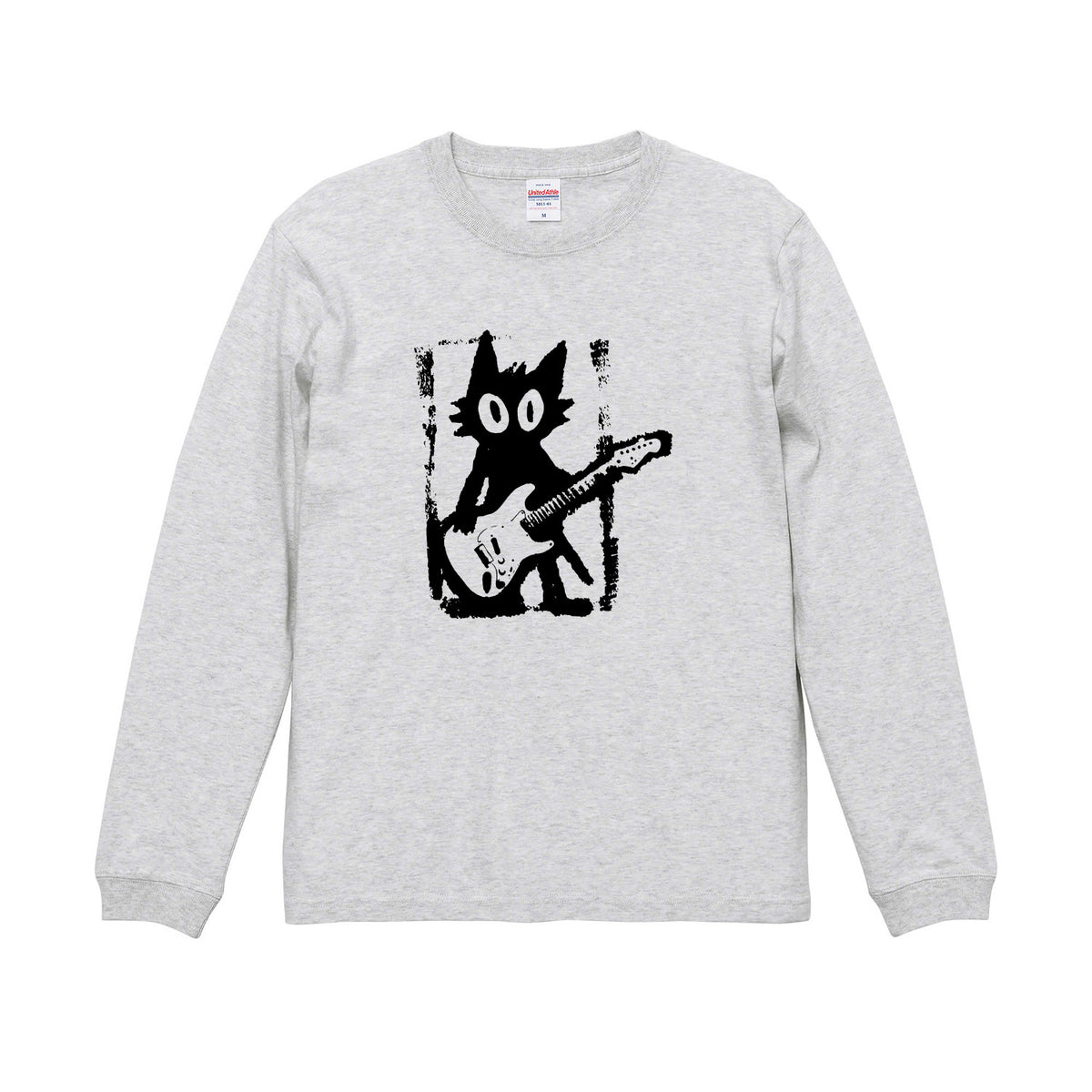 猫 長袖Tシャツ｜猫ギターロック  イラスト｜ねこ ロンT メンズ レディース S-2XL