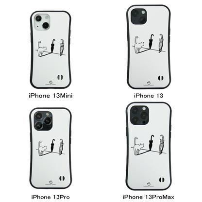 ケース ねこ 猫イラスト猫＆傘 スマホ ケース iPhone8, SE2, SE3 ~ ケース iPhone16シリーズ