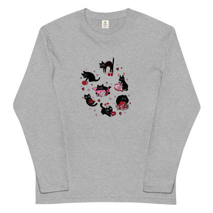 【バレンタイン限定】猫 ロン t 猫 長袖 t シャツ ねこ 可愛い猫イラスト.