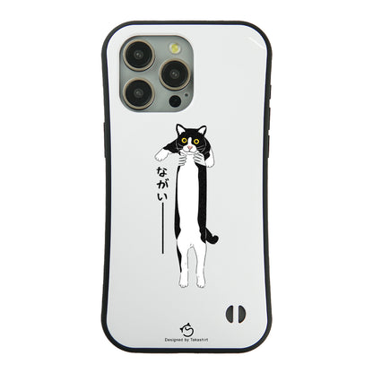 ケース ねこ 猫イラスト ハチワレ猫 ながいー スマホ ケース iPhone8, SE2, SE3 ~ ケース iPhone16セリア