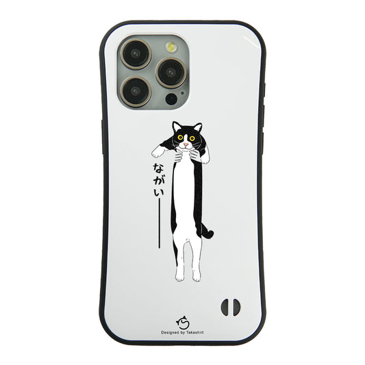 ケース ねこ 猫イラスト ハチワレ猫 ながいー スマホ ケース iPhone8, SE2, SE3 ~ ケース iPhone16セリア