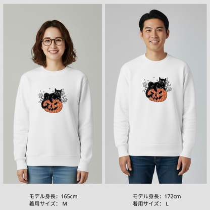 猫 トレーナー ねこ かわいい  黒猫 ハロウィン｜アダルト&キッズサイズ