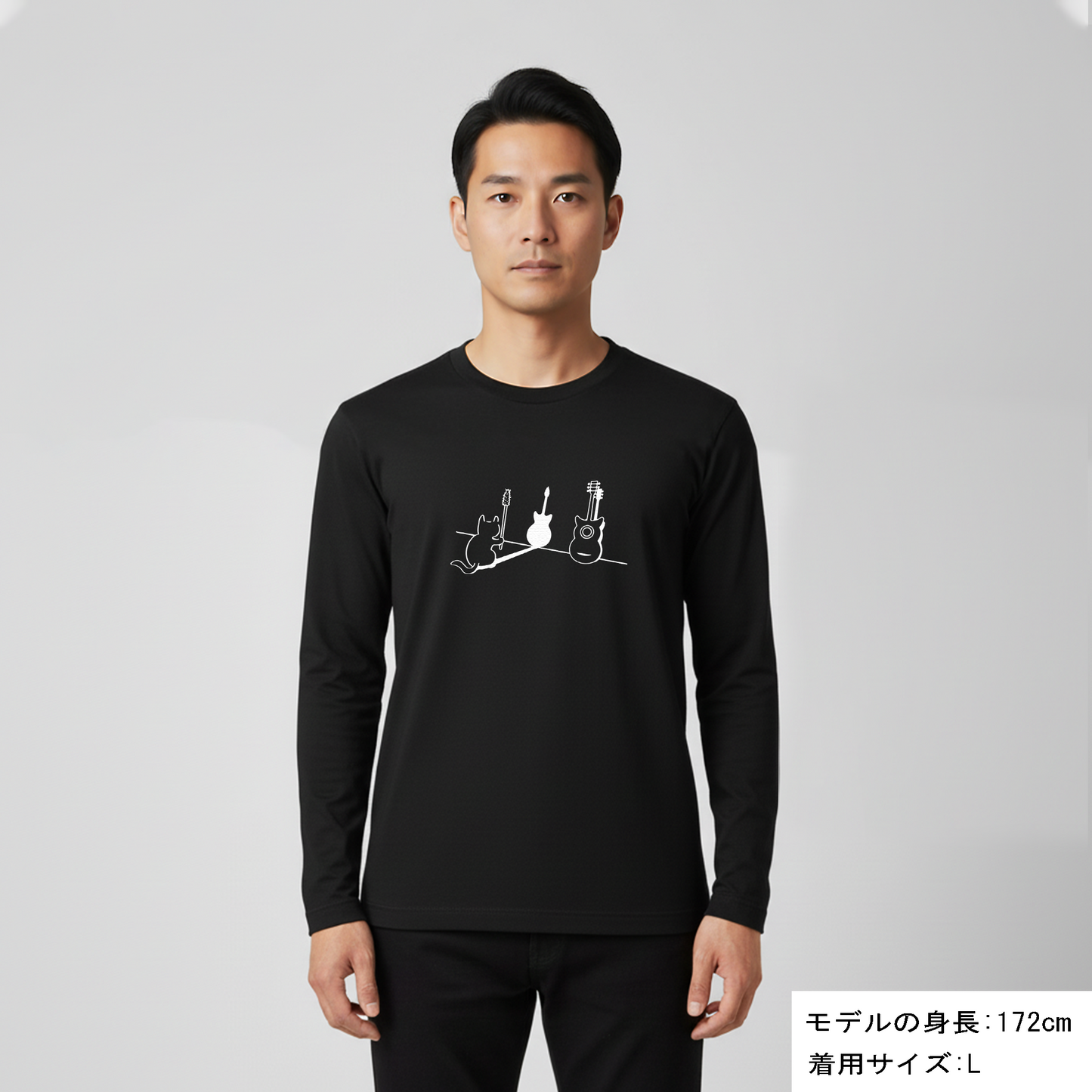 猫 ロン t 猫 長袖 t シャツ ねこ 猫イラスト 猫ギター