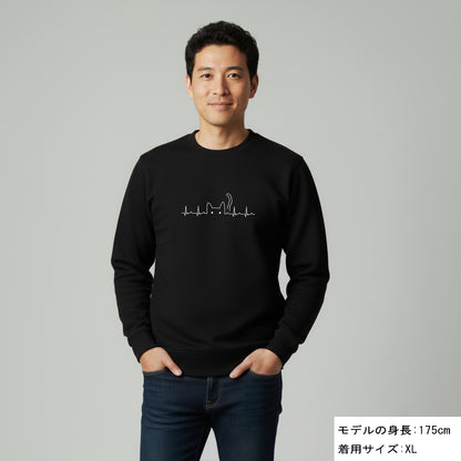 猫 トレーナー ねこ かわいい 猫イラストハートビート 心電図 ｜アダルト&キッズサイズ