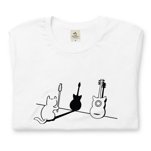 猫tシャツ ねこ かわいい猫イラスト 猫ギター |アダルト&キッズサイズ