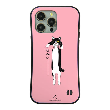 ケース ねこ 猫イラスト ハチワレ猫 ながいー スマホ ケース iPhone8, SE2, SE3 ~ ケース iPhone16セリア