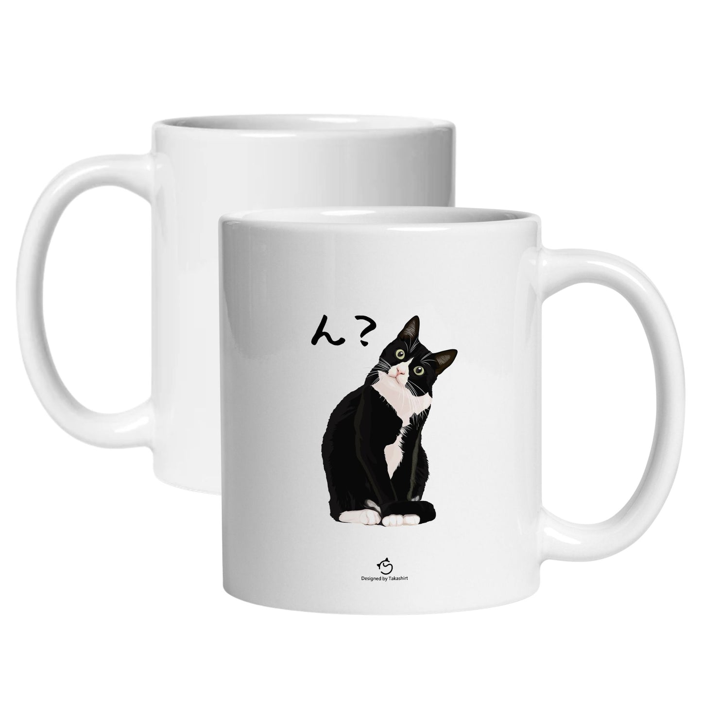マグカップ 猫イラスト ハチワレ猫 ん？｜猫好きにおすすめの面白い猫グッズ プレゼントにも最適